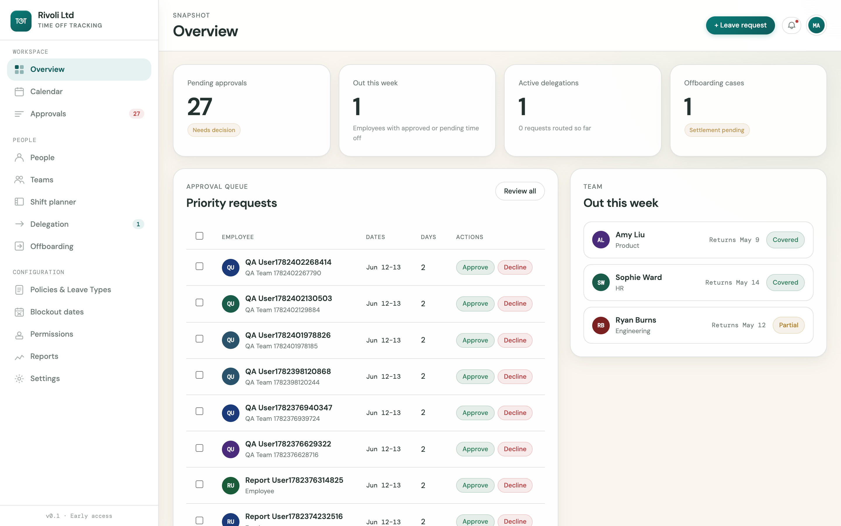 Time Off Tracking screenshot 1